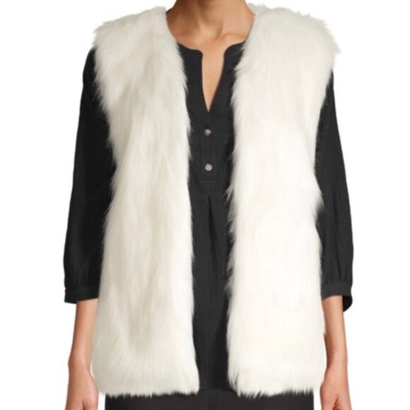Lux Faux Fur Vest, White - Picture 2 of 9